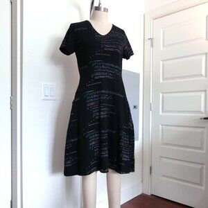 Svaha Black Organic Cotton Code Print Dress Size 10
